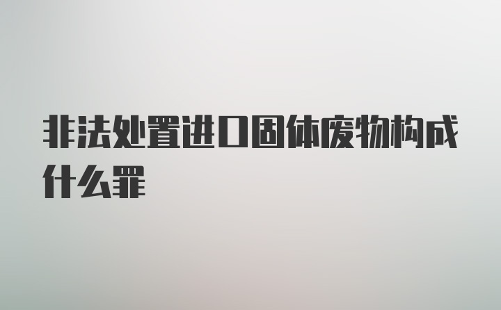 非法处置进口固体废物构成什么罪