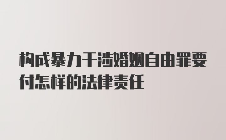 构成暴力干涉婚姻自由罪要付怎样的法律责任