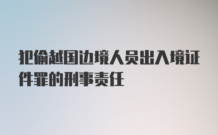 犯偷越国边境人员出入境证件罪的刑事责任