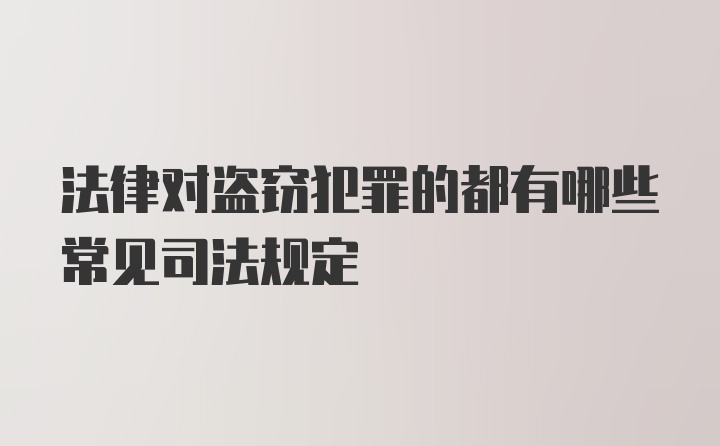 法律对盗窃犯罪的都有哪些常见司法规定