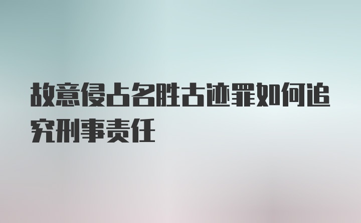 故意侵占名胜古迹罪如何追究刑事责任