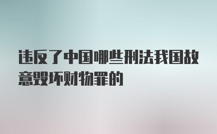 违反了中国哪些刑法我国故意毁坏财物罪的