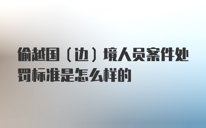 偷越国（边）境人员案件处罚标准是怎么样的