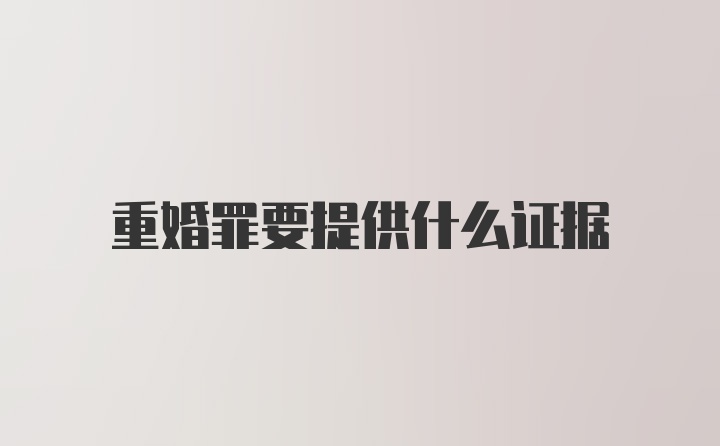 重婚罪要提供什么证据