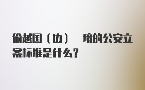 偷越国(边) 境的公安立案标准是什么？