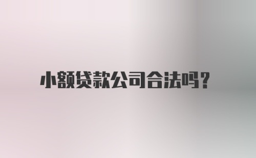 小额贷款公司合法吗？