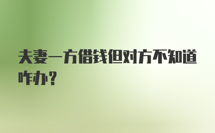 夫妻一方借钱但对方不知道咋办？