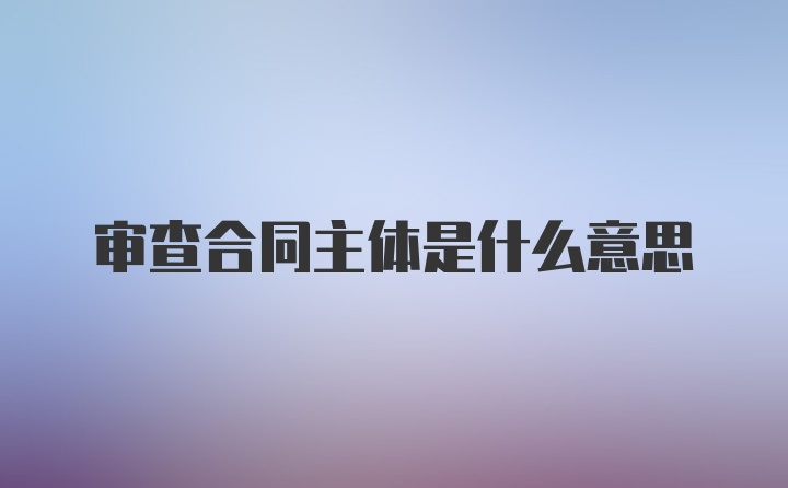 审查合同主体是什么意思