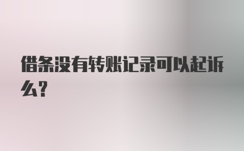 借条没有转账记录可以起诉么？