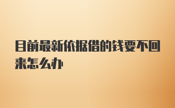 目前最新依据借的钱要不回来怎么办