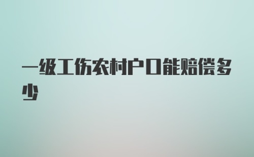 一级工伤农村户口能赔偿多少