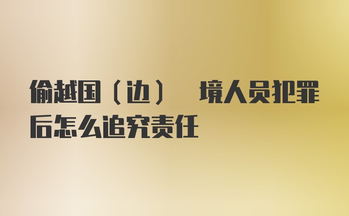 偷越国(边) 境人员犯罪后怎么追究责任