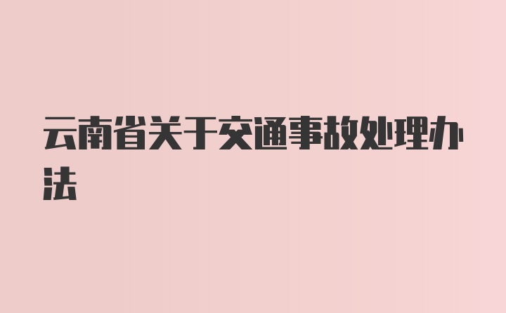 云南省关于交通事故处理办法