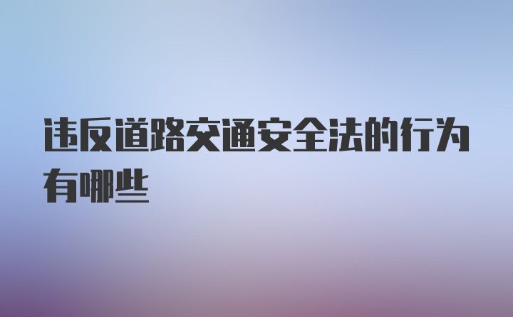 违反道路交通安全法的行为有哪些