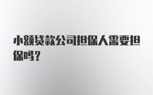 小额贷款公司担保人需要担保吗？