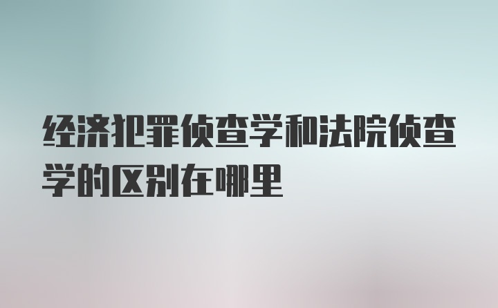 经济犯罪侦查学和法院侦查学的区别在哪里