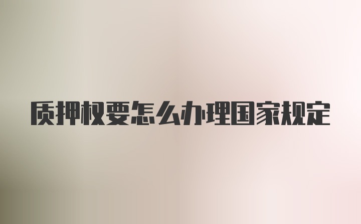 质押权要怎么办理国家规定