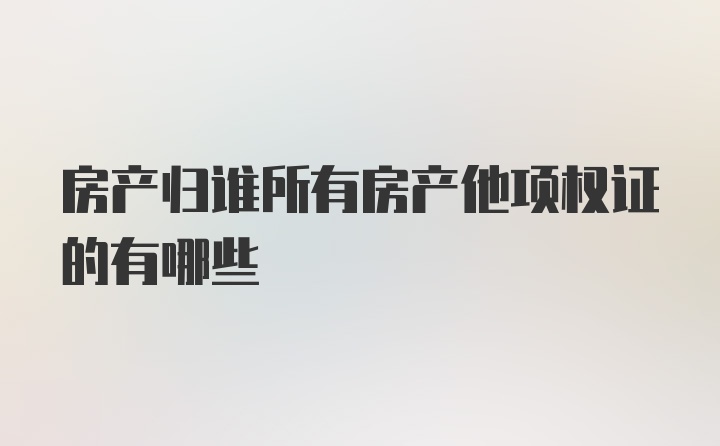 房产归谁所有房产他项权证的有哪些