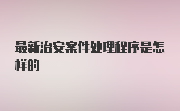 最新治安案件处理程序是怎样的