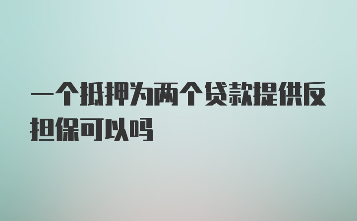 一个抵押为两个贷款提供反担保可以吗