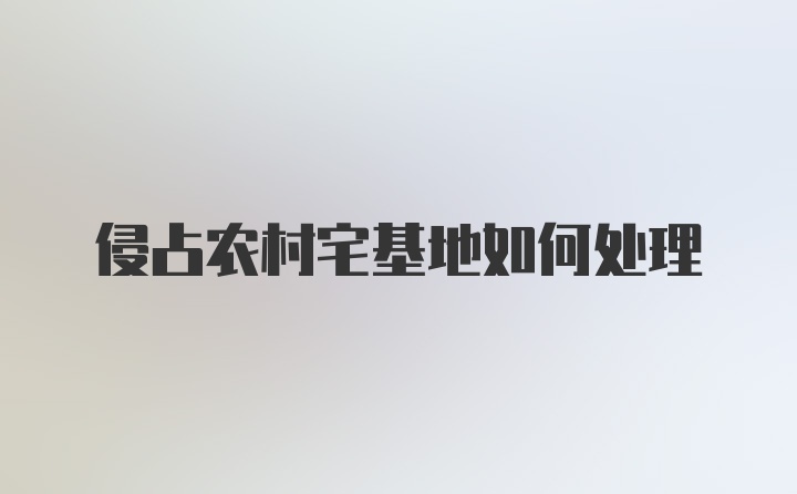 侵占农村宅基地如何处理