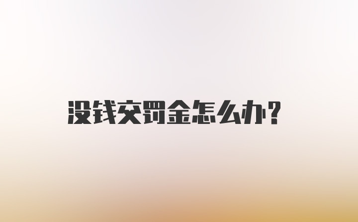 没钱交罚金怎么办？