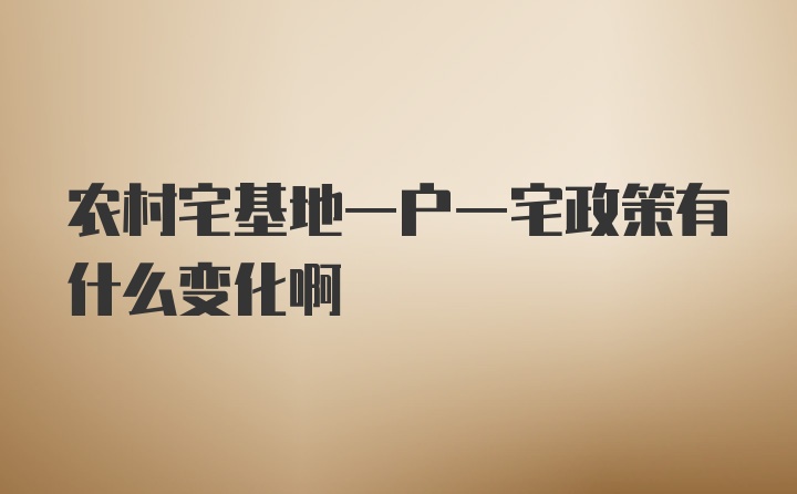 农村宅基地一户一宅政策有什么变化啊