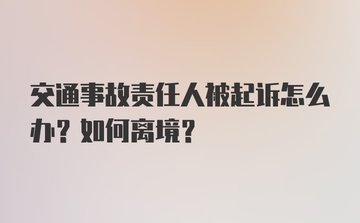 交通事故责任人被起诉怎么办？如何离境？