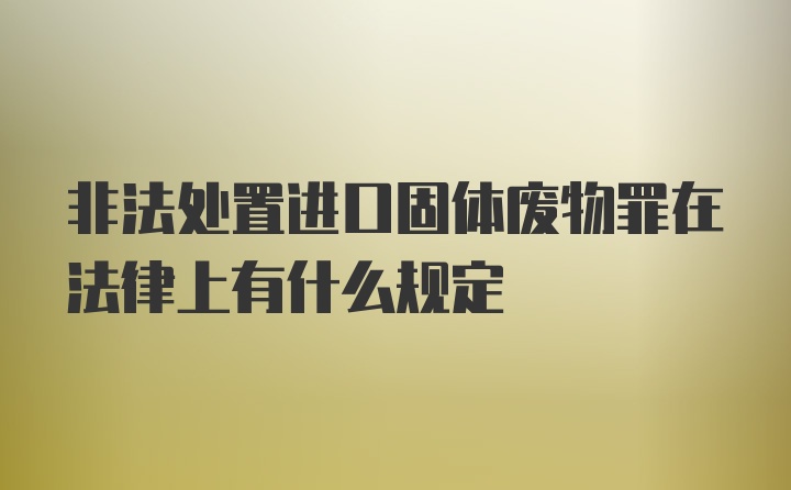 非法处置进口固体废物罪在法律上有什么规定