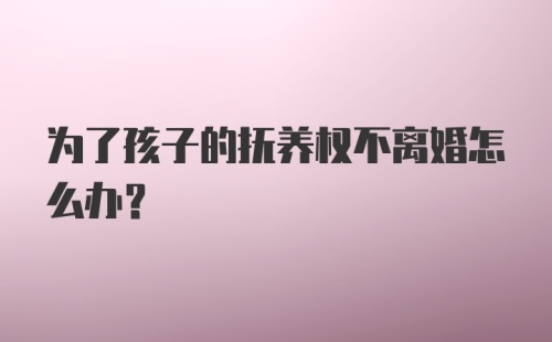 为了孩子的抚养权不离婚怎么办？