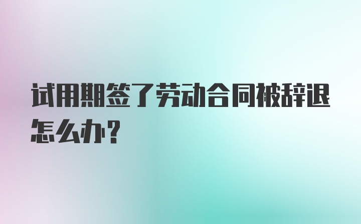 试用期签了劳动合同被辞退怎么办？