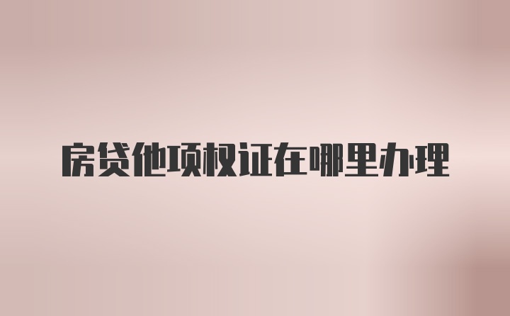 房贷他项权证在哪里办理