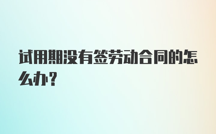 试用期没有签劳动合同的怎么办？