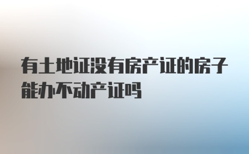 有土地证没有房产证的房子能办不动产证吗