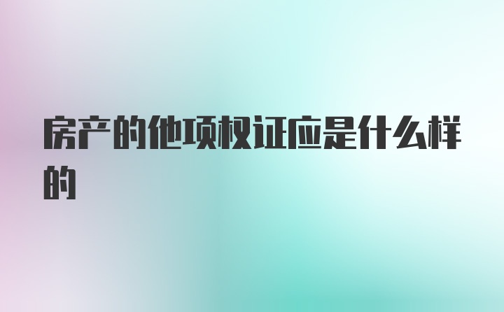 房产的他项权证应是什么样的