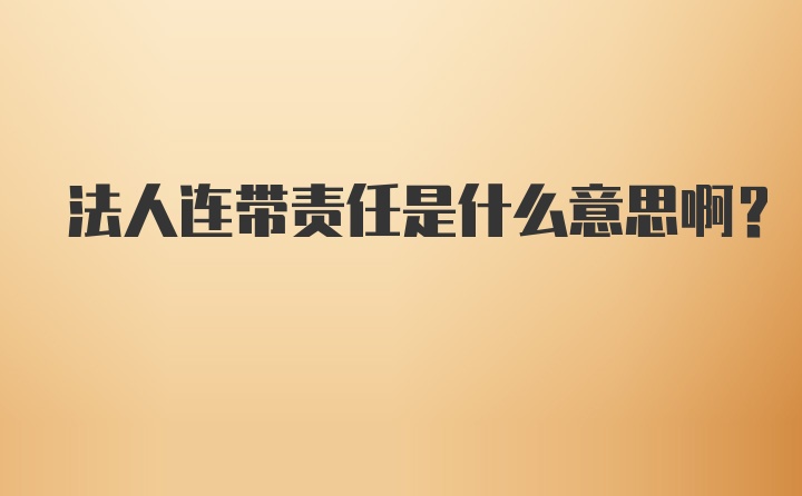 法人连带责任是什么意思啊？