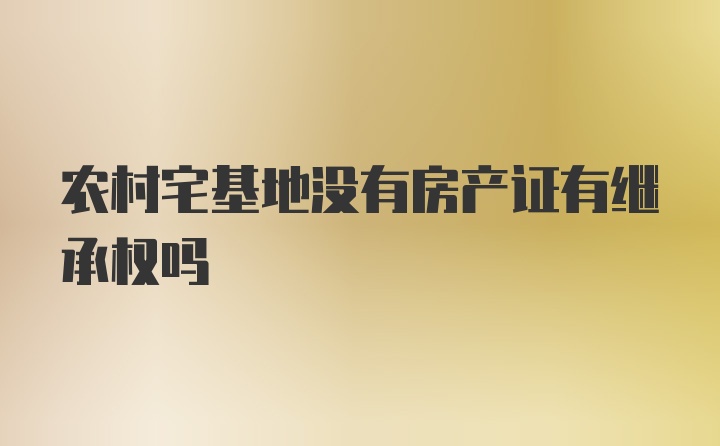 农村宅基地没有房产证有继承权吗