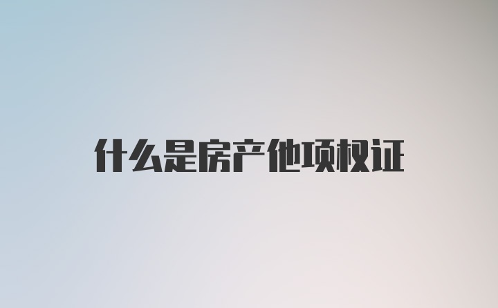 什么是房产他项权证