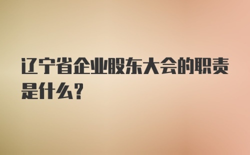 辽宁省企业股东大会的职责是什么？