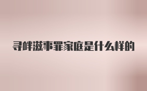 寻衅滋事罪家庭是什么样的