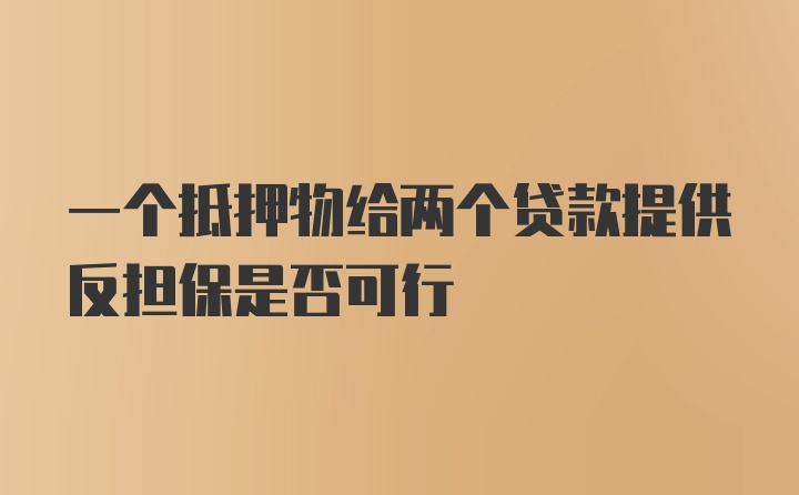 一个抵押物给两个贷款提供反担保是否可行