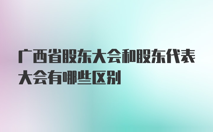 广西省股东大会和股东代表大会有哪些区别
