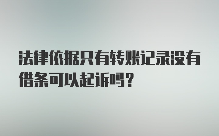 法律依据只有转账记录没有借条可以起诉吗？