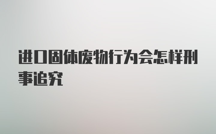 进口固体废物行为会怎样刑事追究