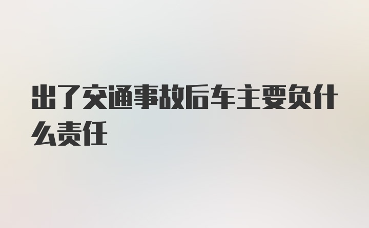 出了交通事故后车主要负什么责任