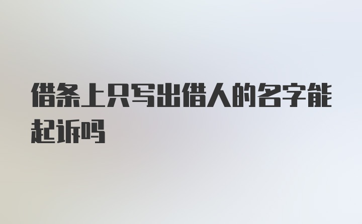 借条上只写出借人的名字能起诉吗