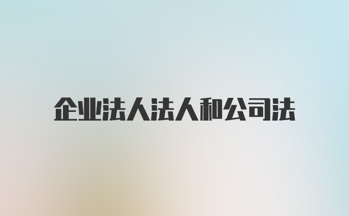 企业法人法人和公司法