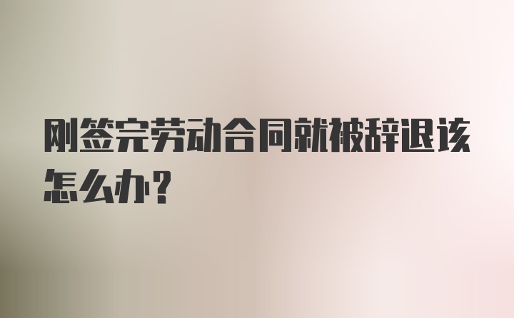 刚签完劳动合同就被辞退该怎么办？