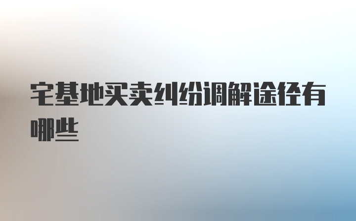 宅基地买卖纠纷调解途径有哪些