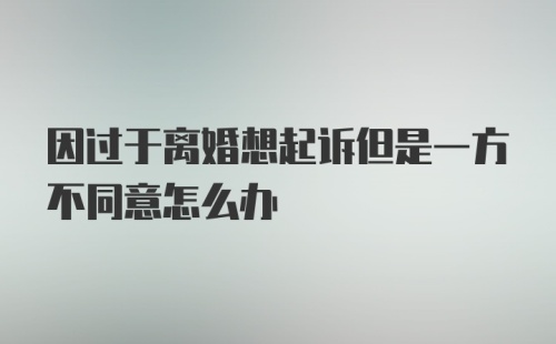 因过于离婚想起诉但是一方不同意怎么办